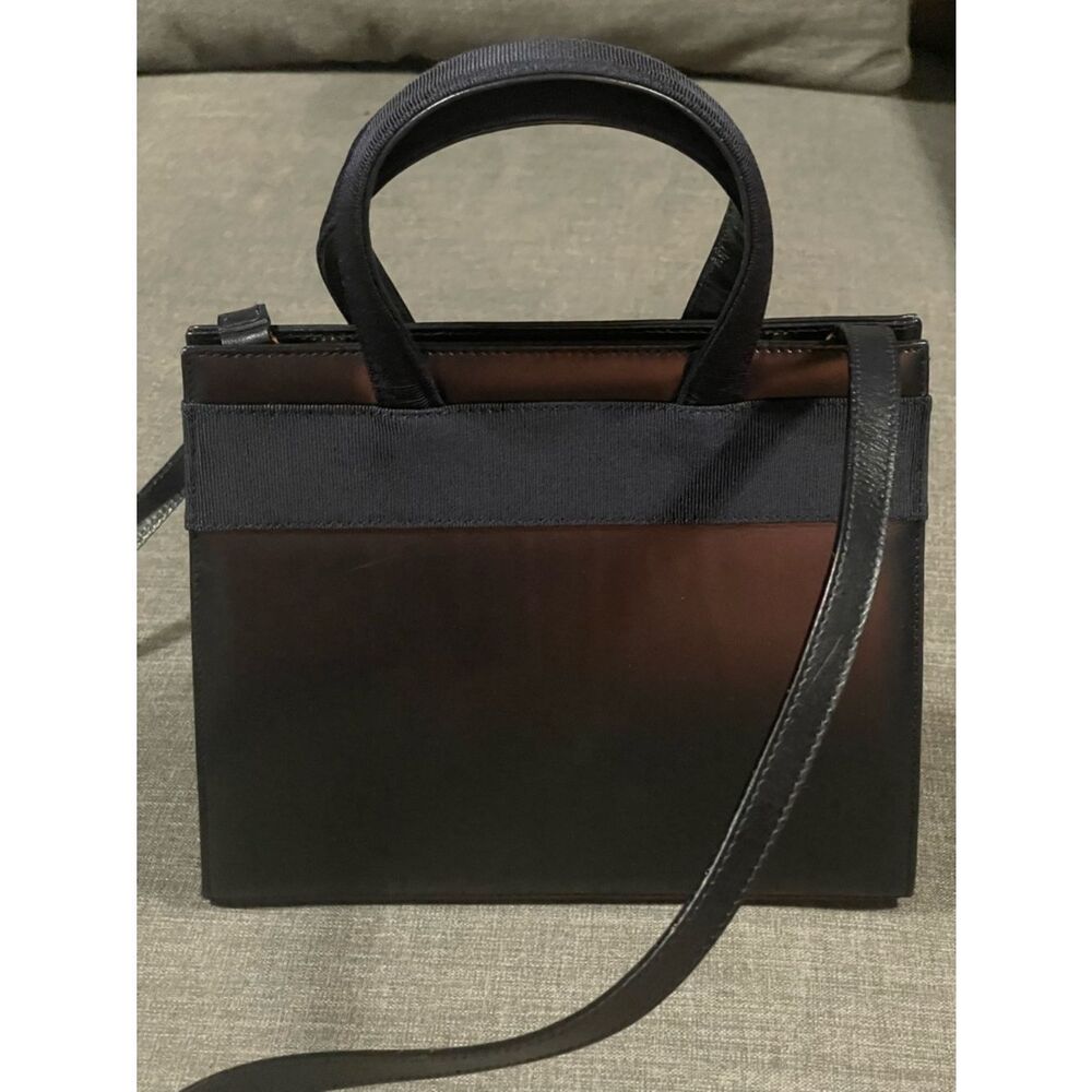 Salvatore Ferragamo Bow Leather Tote Black Gold Hardware Top Handle Crossbody - Picture 8 of 10
